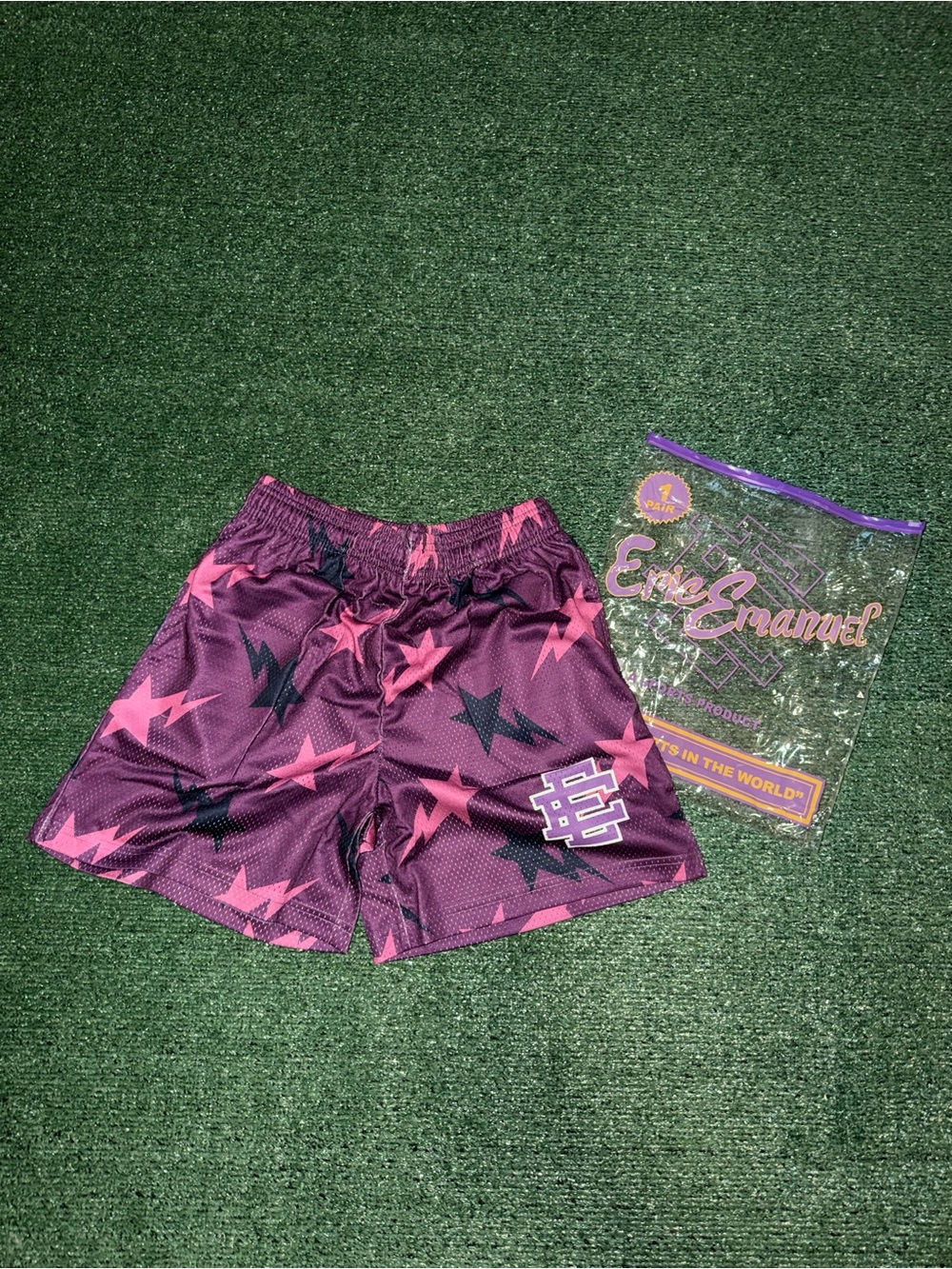 Eric Emanuel Purple and Pink Starburst Athletic Shorts